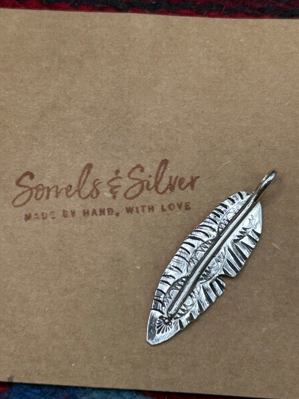 Stamped Feather Pendant