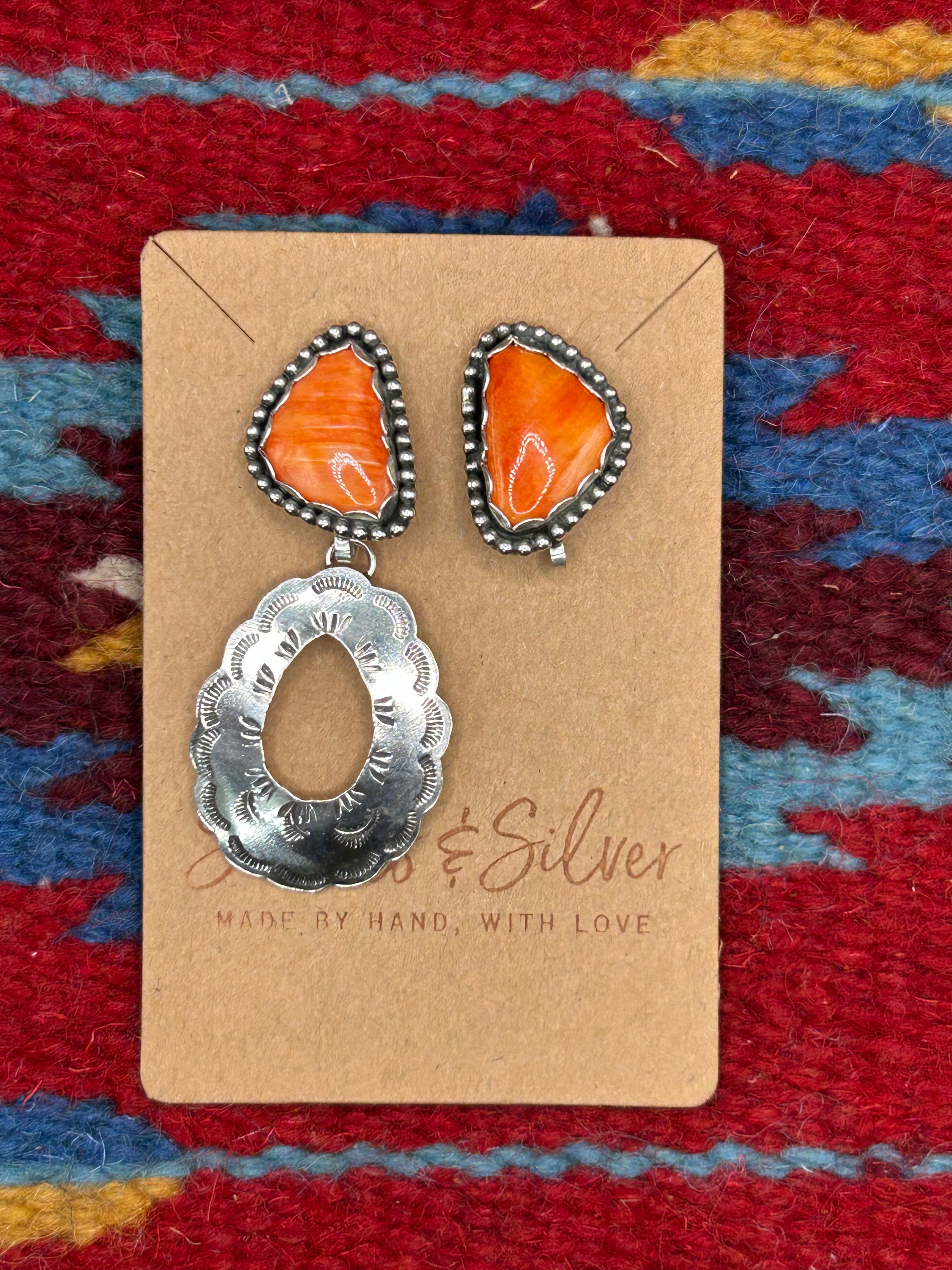 Orange Spiny Convertible Studs
