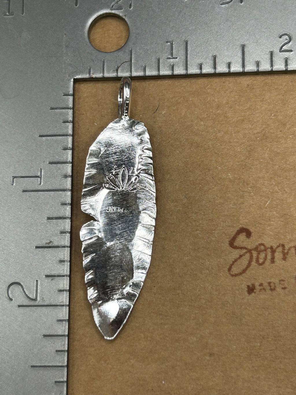 Stamped Feather Pendant