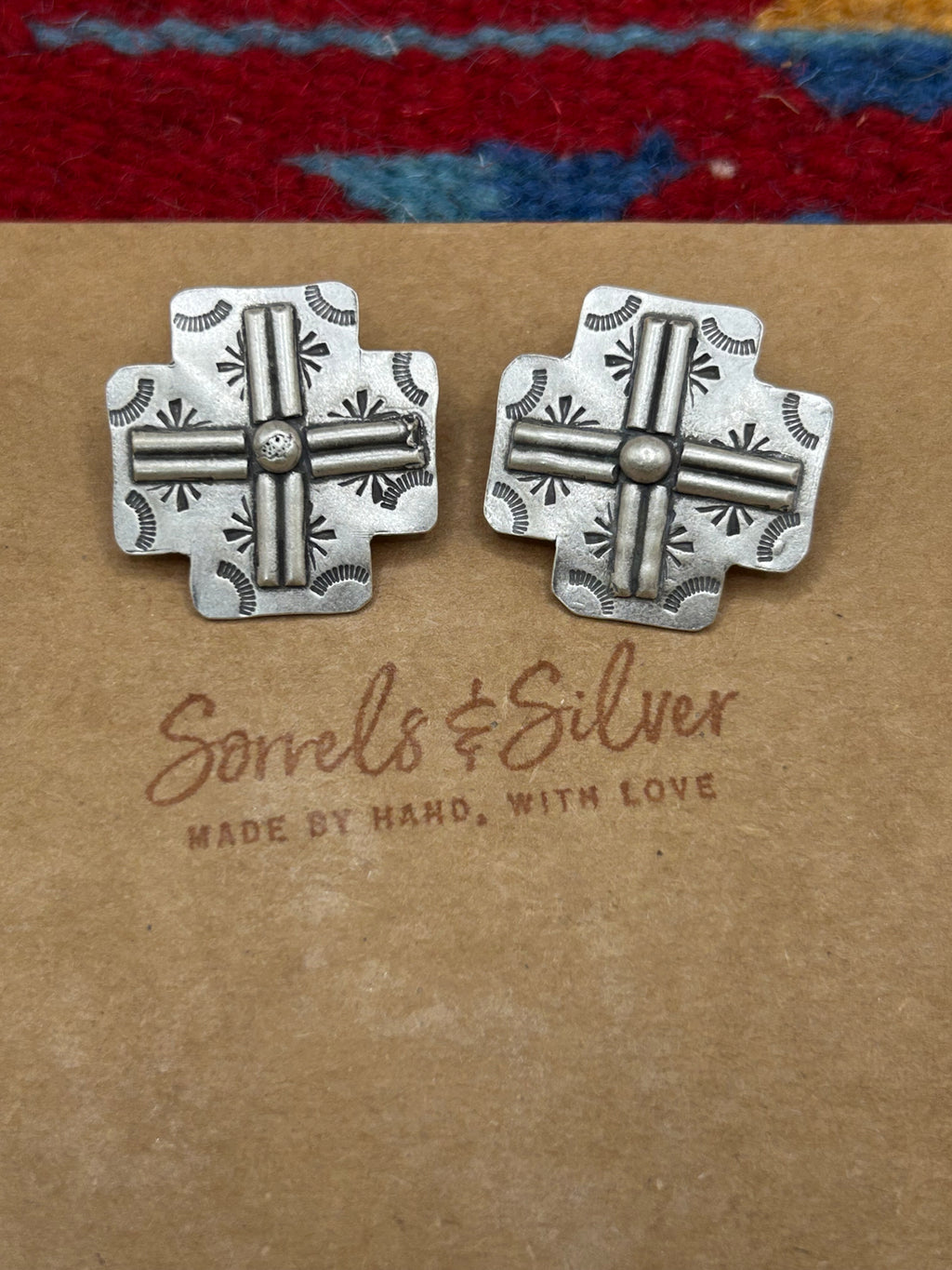 Mesa Cross Studs Satin