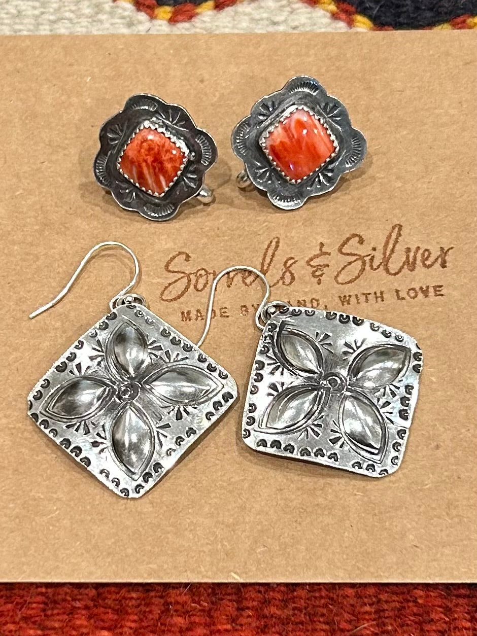 Red Spiny Convertible Earrings